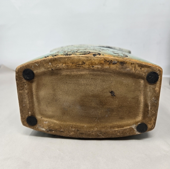 Turquoise Orchid rectangle Vase Distressed Patina Look Cottage Core Farmhouse - Picture 6 of 9